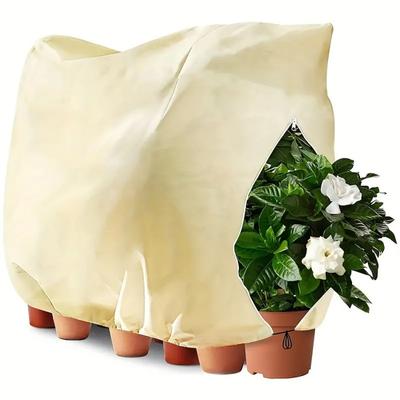 Cubierta Protectora para Heladas de Plantas Manta Antihielo con Cremallera Cordón Cubierta Protectora de Invierno para Plantas