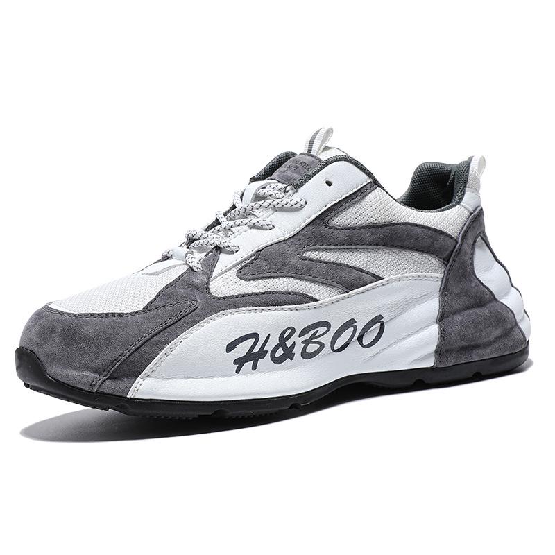 Men's Trendy Korean Style Breathable Dad Shoes with Vulcanized Thick Sole and Hidden Heel for All Seasons