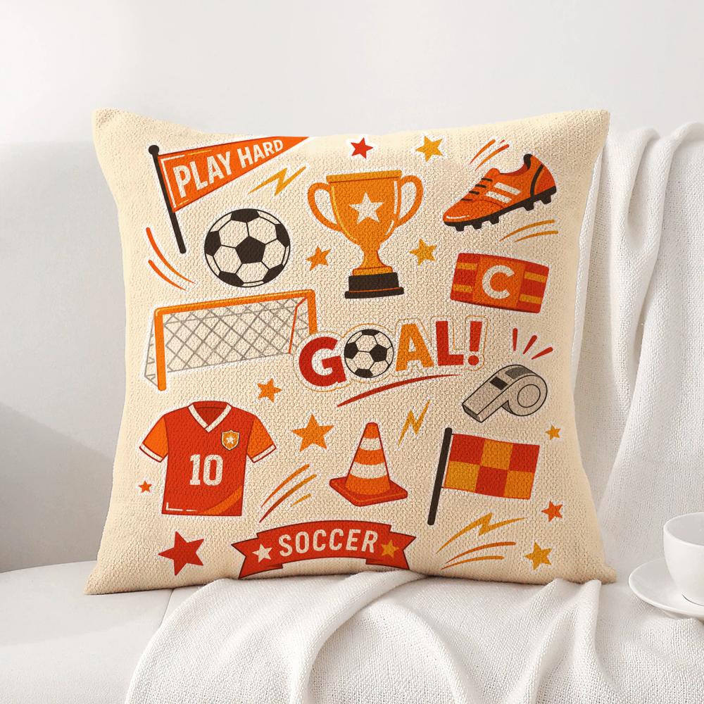 Sports Meet Cushion Cover Linen Organic Fabric DoubleSided Printing Sofa Breathable Home Decor Gift Pillow Case
