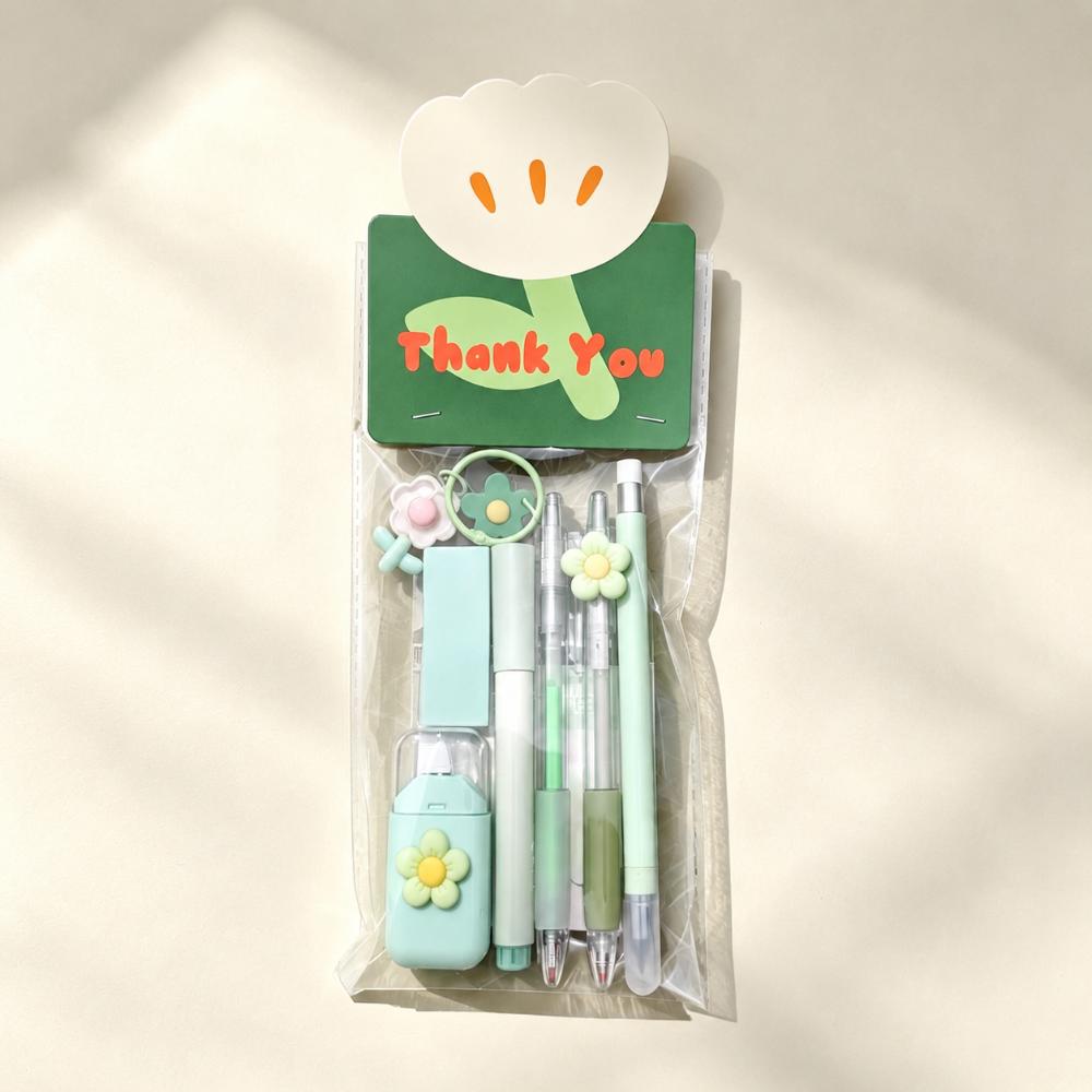 Dreamy Flower Stationery Set 8-in-1 Ballpoint Pen Multi-functional Clip  Gift Prize