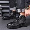 First Layer Sheepskin Men's Martin Boots High-top Velvet Thermal Cotton Shoes Leather Tooling Boots Fashion Men's Boots Leather Boots