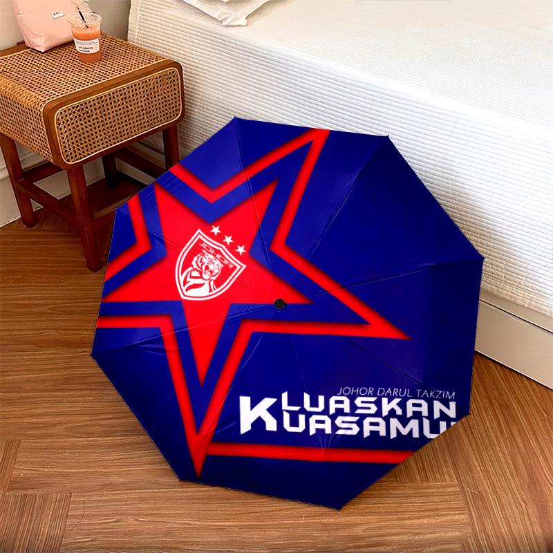Johor Darul Ta'zim FC  Pattern, Automatic Folding Umbrella, Portable and Foldable Design, 8 Ribs, a Christmas or Birthday Gift.