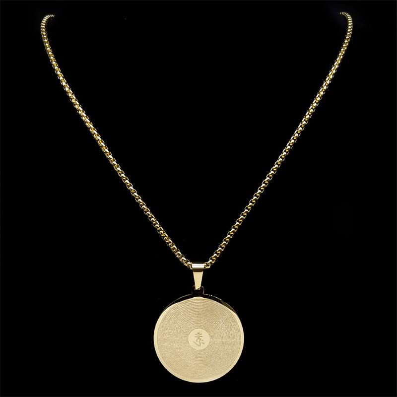 Buddhism Bodhisattva Shurangama Mantra Medal Necklaces for Men Women Stainless Steel Om Meditation Healing Chain Jewelry NZZZ553