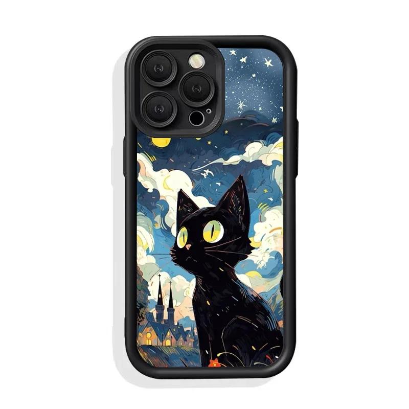 Beautiful Star Black Cat Silicone Case IPhone 15 14 13 12 11 Pro Max 7 8 Plus X XR XS Max Shockproof Soft Cover