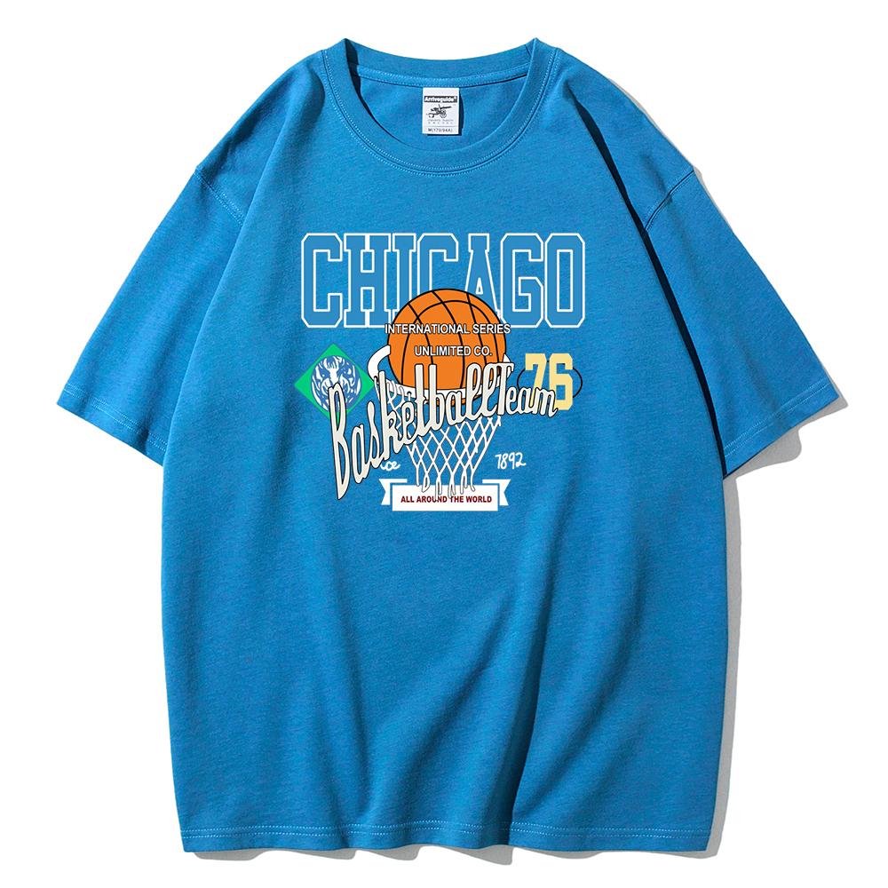 Chicago Basketball Club 76 Print Streetwear T-Shirt Women Summer Soft Cotton Brand Short Sleeve Breathable Oversize Tee Clothing