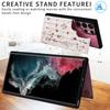 For Samsung Galaxy S22 Ultra 5G Phone Case Kickstand Flower Leather Coated TPU Cover