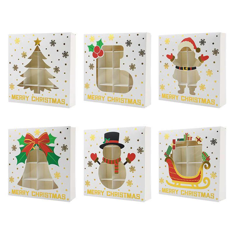 

WTEMPO Прозрачное окно Печатные рождественские подарочные коробки Складные DIY Рождественская вечеринка Декор Сувенирные коробки Идеальны для хранения и дарения деликатных предметов 6pcs белый