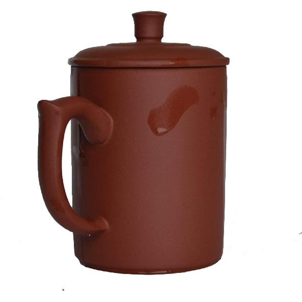 Liang baobao Purple Sand Clay Tea Cup 500ml Chinese Zisha Teacups Handle Lip Mugs (Red)