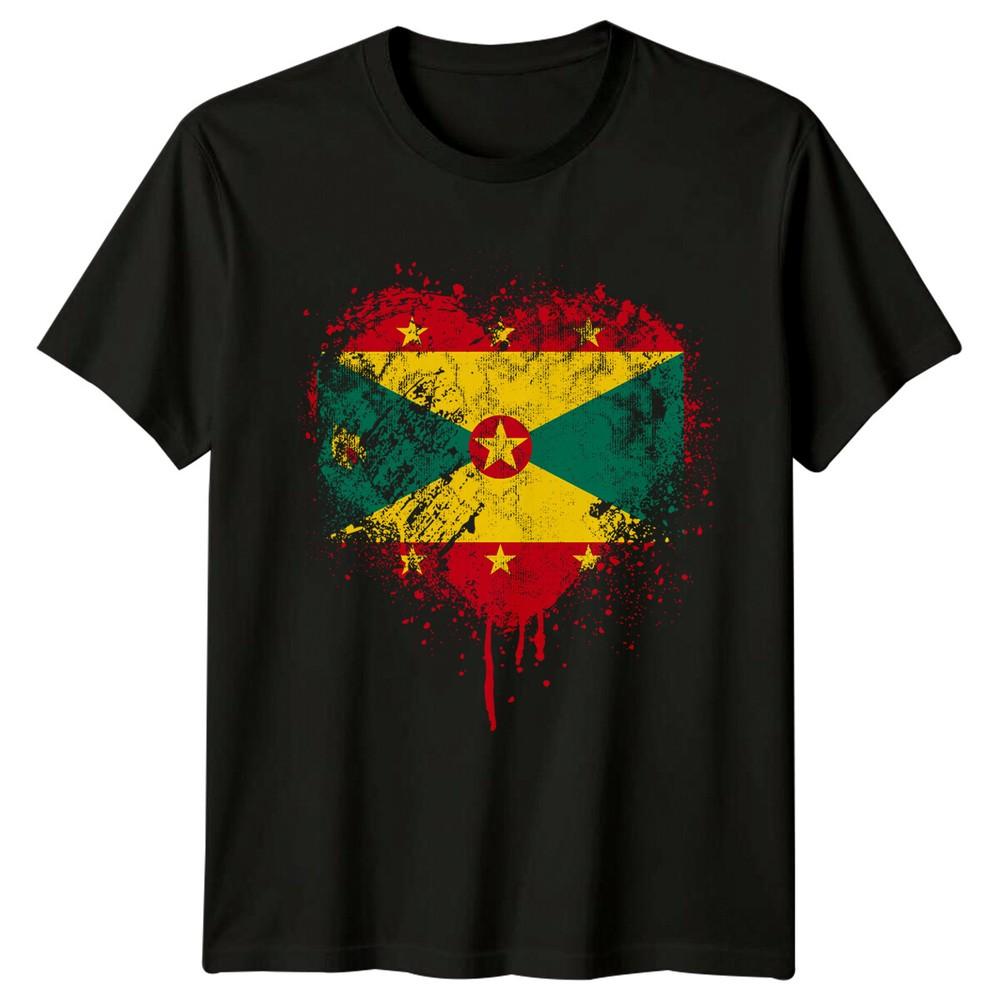 

Grenada Flag Heart Shape Travel Mens T-Shirt Distressed Style 4XL