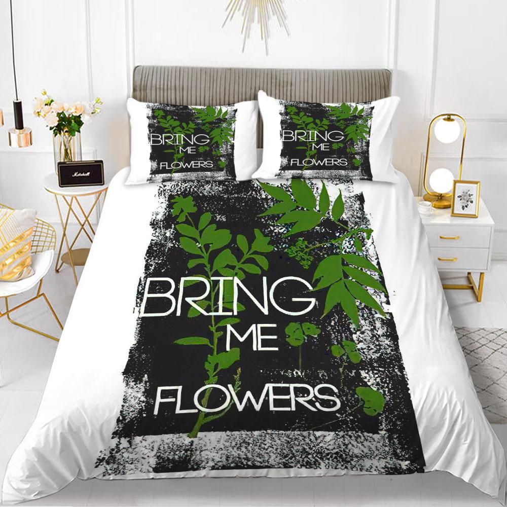 Flower Duvet Cover Set Words White Background with Colourful Flowers Pattern Bike King Size for Boys Girls Polyester Bedding Set
