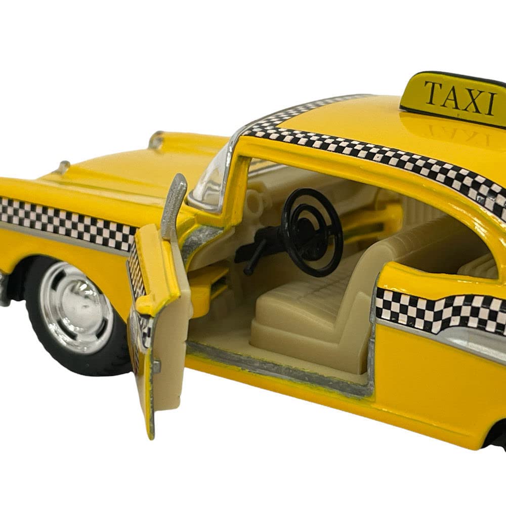 KiNSMART 1957 Chevrolet Bel Air Coupe Classic Taxi Cab Scale Diecast Metal Model Toy Car 5-Inch 140