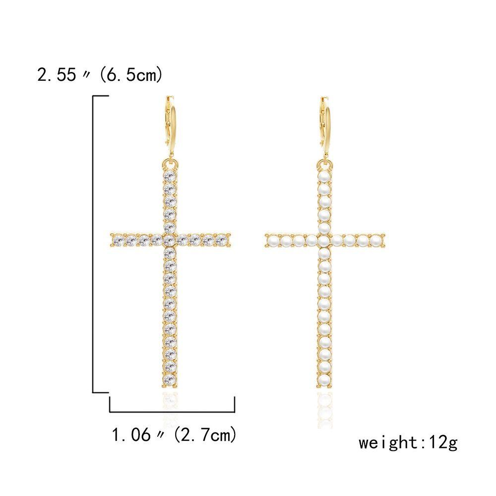 Zirkonkristall Kreuz Ohrringe Gothic Ohr Accessoire Personalisierter Kruzifix Hängeohrring Geschenk