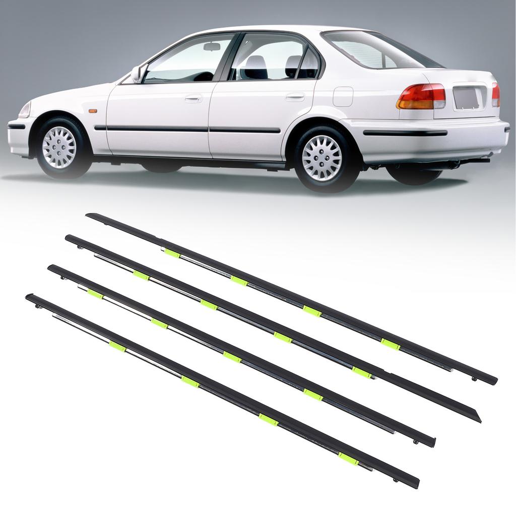 4 Pcs Car Door Window Weatherstrip Leakproof Windproof Reduce Noise 72410 S04 003 for Civic DX 4D 1996 to 2000