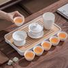 Jade White Porcelain Camping Travel Gongfu Tea Set with Tea Tray