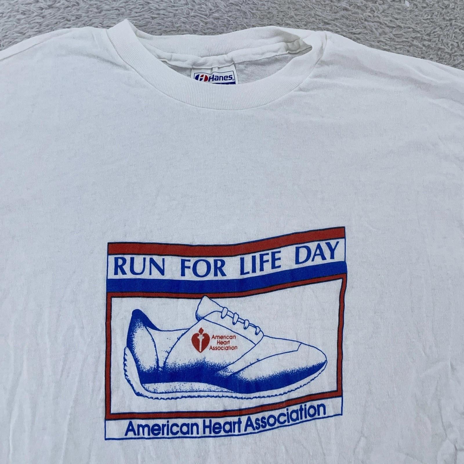 Vintage Run For Life Day Shirt Mens XS/Small American Heart Association 80s Tee S