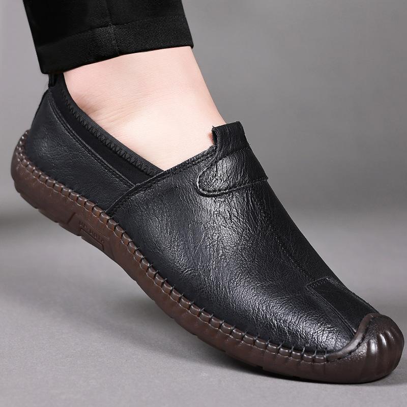 

Leather Shoes Men Luxury Business Oxford Breathable Slip on Formal Shoes Man Office Wedding Flats Black Tenis Male Footwear 38 чорний
