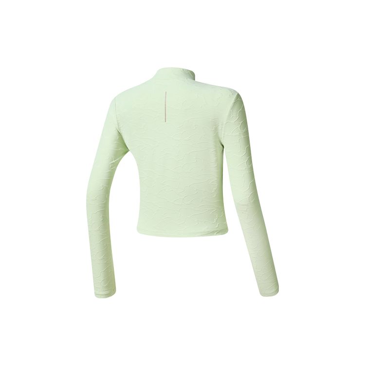 FILA Fitted Short High Neck Solid Color Sports Knit Long Sleeve T-Shirt Women Tops Sprout-Green A11W241211F-LG