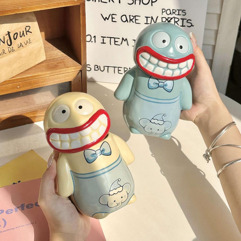 Cute sand sculpture big mouth mud monster ceramic mug girl funny birthday gift graduation school souvenir gift box