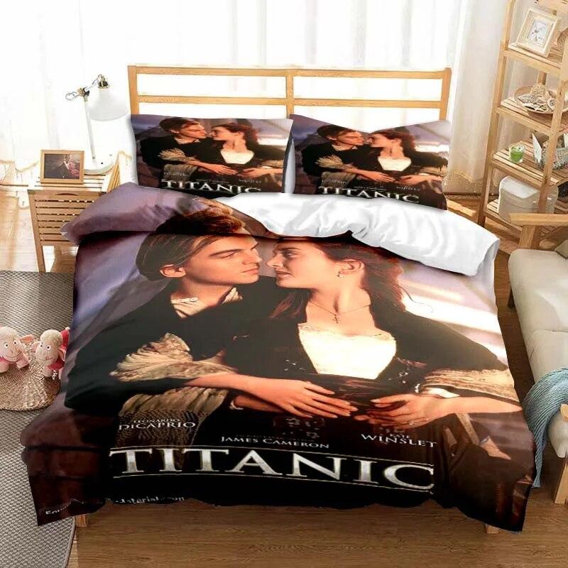 

R-RMS Titanic Famous Movie Print Bedding Three-piece Set Dormitory Supplies Soft Three-piece Set Warm Warm Bedding Warm Bedding