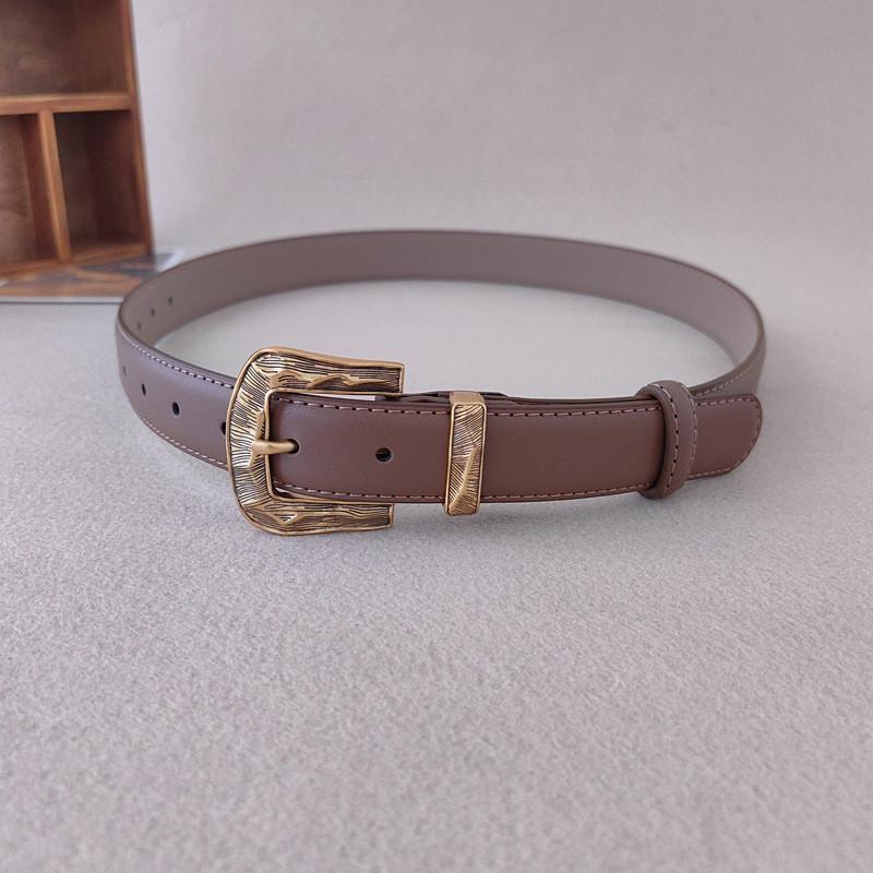 Color Leather Solid Belt For Women With Metal Pin Closure For Casual Outfits