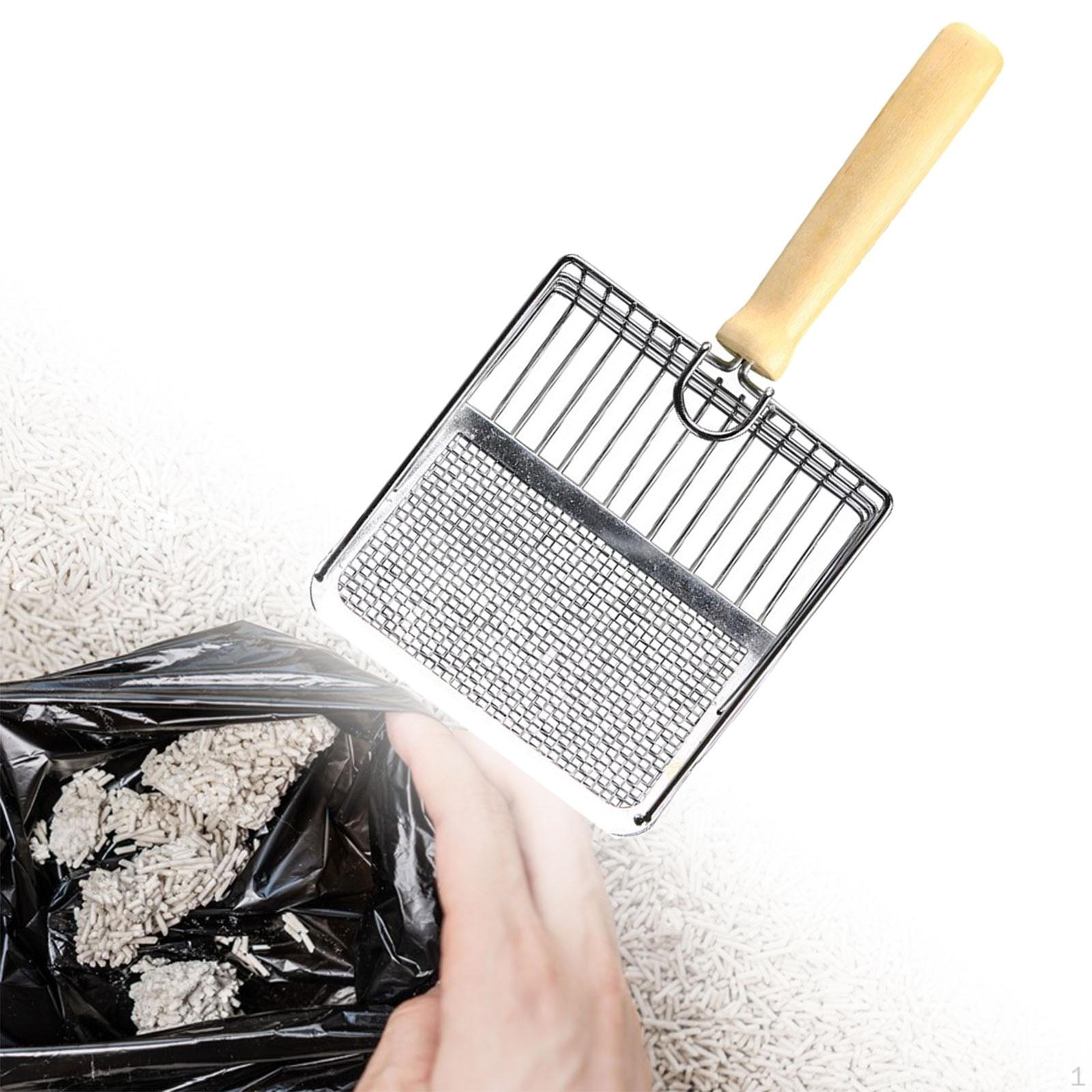 

Cat Litter Scoop for Easy Waste Management Silver wooden handle