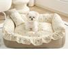 Strawberry Print Ruffle Princess Bed Teddy Bear Sleeping Sofa Four Seasons Universal Pet Supplies Soft Wrap Deep Sleep Small and Medium-sized Dogs