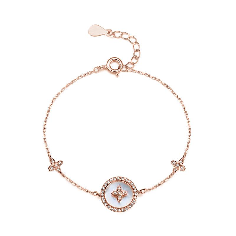 Tancise 925 Sterling Silber Zirkon Armband Schmuck Geometrische Perlenkette Gliederarmbänder Mode Feines Hochzeitsgeschenk für Freundin Frauen