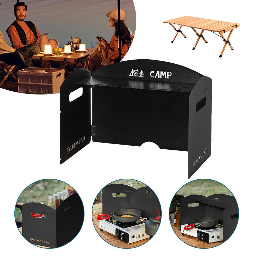 Foldable Gas Stove Windproof Screen with Storage Layer Cooking Burner Wind Deflector Ultra-Light Portable for Camping Picnic