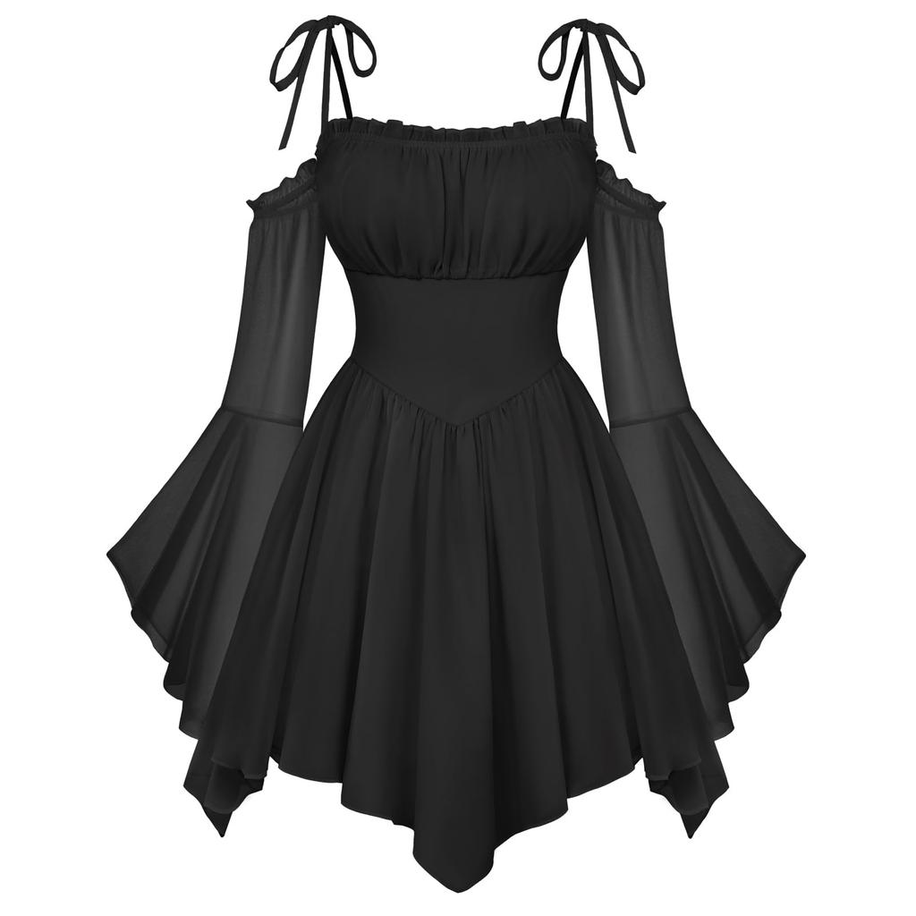 Rochie Corset Colorată Femei Decolteu Bardot cu Buzunare, Boemă pentru Petrecerea de Halloween