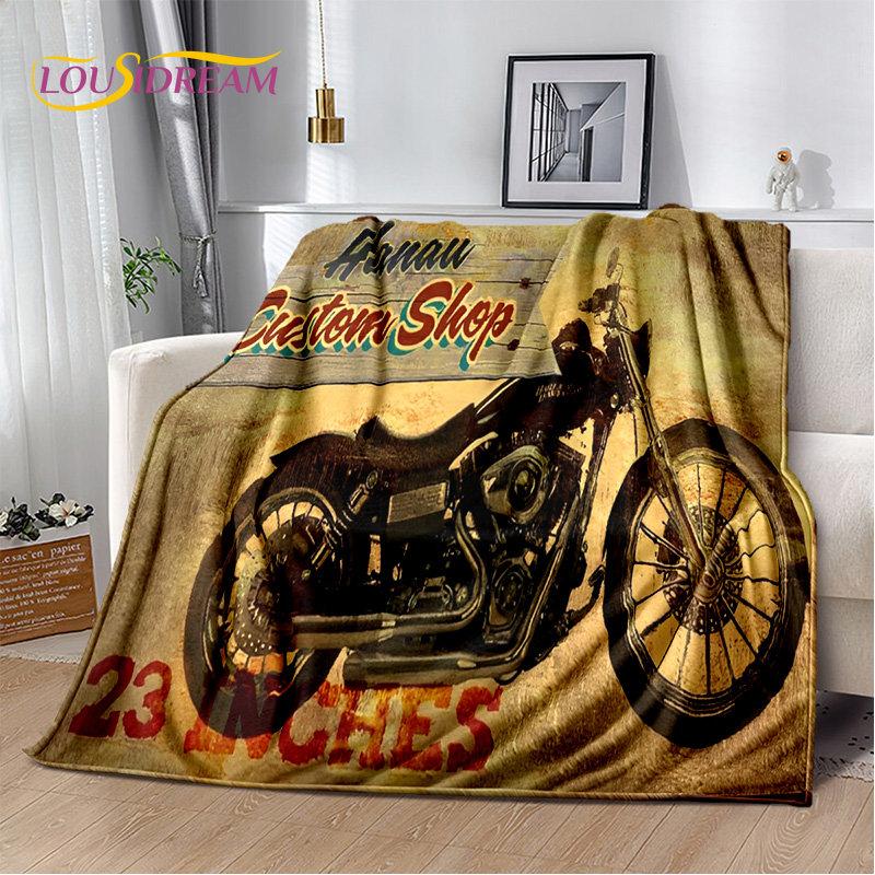 3D Retro Vintage Motorcycle Soft Plush Blanket,Flannel Blanket Throw Blanket for Living Room Bedroom Cover Beds Sofa Picnic