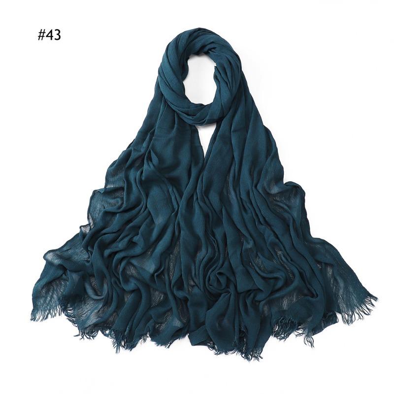 % Rayon Pleated Solid Color Human Cotton Two-end Beard Bag Headscarf Female, New Breathable Soft Scarf