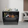 Portable Bar Cabinet, Folding Bar Table for Home Party, Outdoor Event, Wedding, Foldable Mini Bar Cart with Storage Shelf, Black