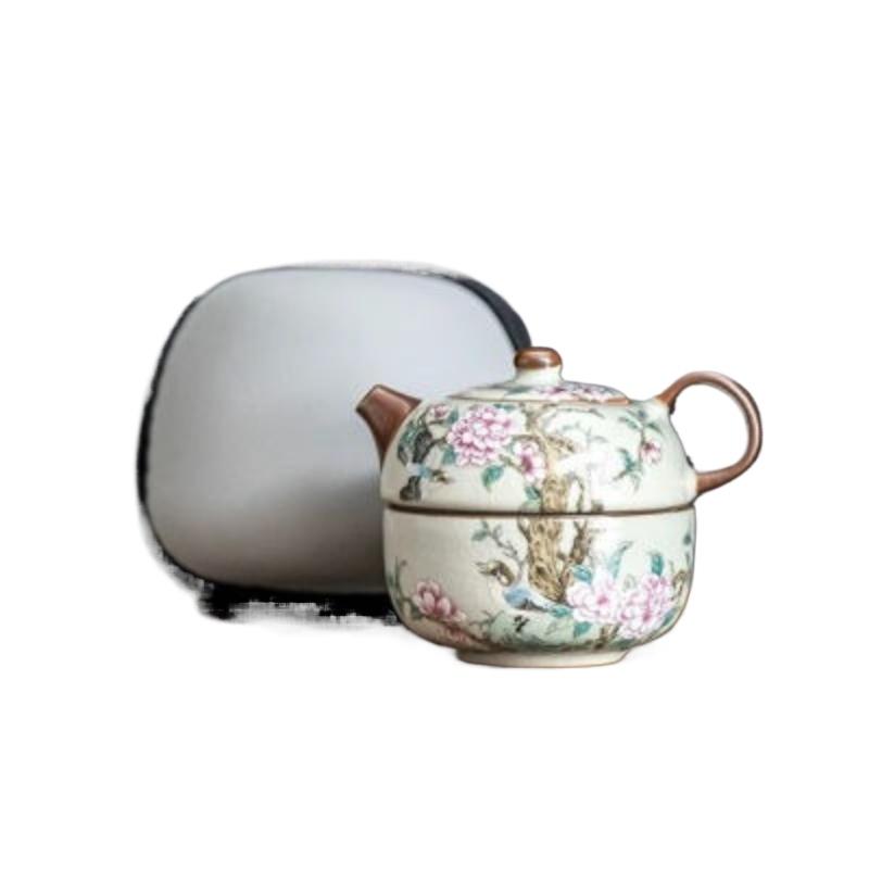 Hand-painted Magpie Ceramic Tea Set, Portable Outdoor Teaware, Including 1 Teapot 1 Teacup Healthy Living Tea Drinking