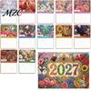 Crafts for Adults 2027 DIY Faux Diamond Art Hanging Calendar, Rhinestone Painting Illustration Seasonal Easy To Assemble Calendar Theme Spiral