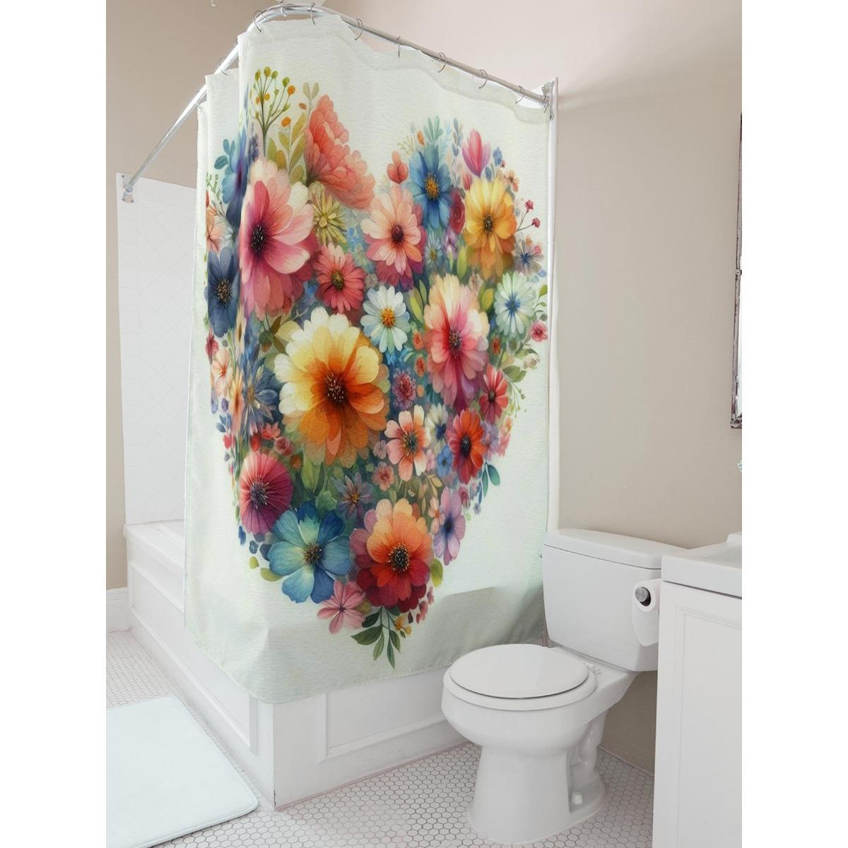 

Colorful Floral Waterproof Shower Curtain W60H190(CM)-1 Pcs