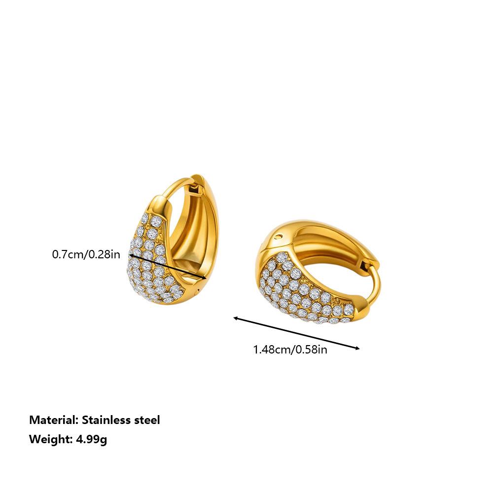 European Geometric Rhinestone 18K Stainless Steel Stud Earrings for Women - Light Luxury, High-End Design
