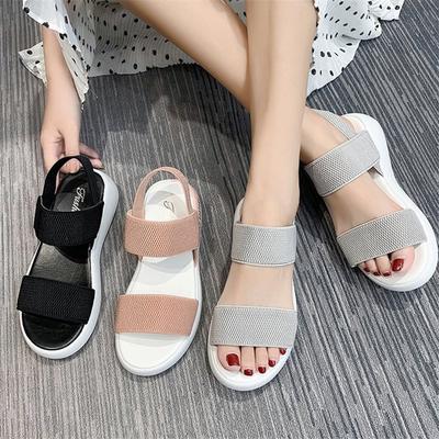 Sports Sandals Women's Elastic Elastic Band Flat-bottomed Outer Wear Beach Women's Shoes