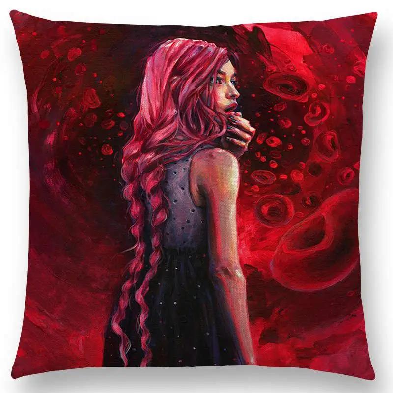 Gorgeous Oil Painting Cushion Cover Miracle Girl Wonder Beauty   Beautiful Queen Narwhal Cat Swan Sofa Pillow Case