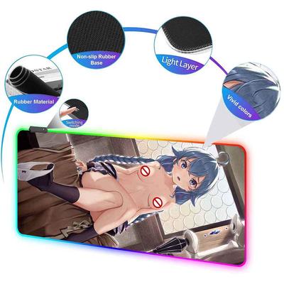 RGB Backlit Anime Roxy Migurdia Mouse Pad Cute Anime M_Mushoku Tensei Overwatch Mouse Mat Mouse Pad Non-Slip Gamer Keyboard Mat