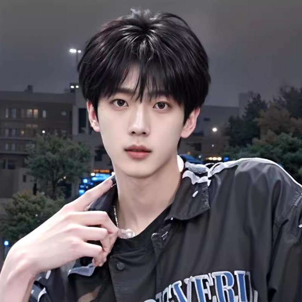 Synthetic Hair Anime Men Wigs Fluffy Male Cosplay Wig Handsome Short Straight Wig Full Head