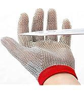 JUCHUANG 316L Stainless Steel Safety Gloves for Kitchen & Butcher Use XL Size Textured Durable & Breathable (Gray,Cut-Protection Gloves&S)