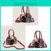 Collapsible Pu Shoulder Bag With Red Plaid Pattern For Daily Use