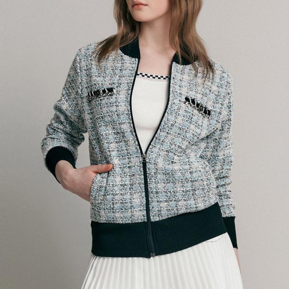 Maxza Glitter Boucle Tweed Blouson Jumper Zc04qj601on sky blue/FREE