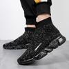 2025 new high-top socks, shoes for men and women, fly-woven lazy shoes, mesh large-size sports trendy shoes for men