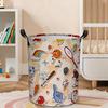 1pc Foldable Portable Laundry Basket with Handle - Sports-Themed Ball Hamper Suitable for Laundry Room, Bathroom, Dorm Storage | Round Clothes with St