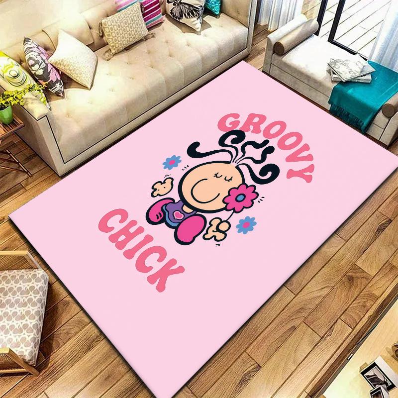 Retro Groovy Chick Carpet Rug For Living Room Bedroom Home Sofa Decoration Kids Play Nonslip Floor Mat