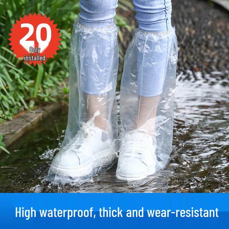 Waterproof Non-Slip Disposable Rain Shoe Covers - Thickened, Wear-Resistant, Long Plastic Isolation for Outdoor Use