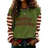 Women's Fashion Long Sleeve Christmas Print Neck Pullover Sweatshirt Top