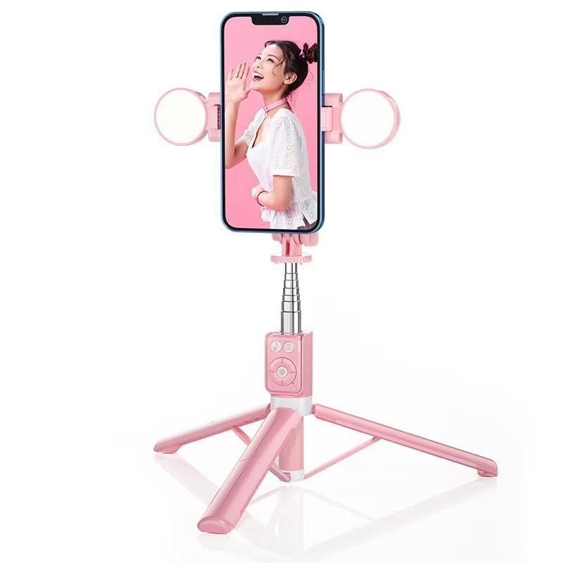 B12s All-in-One Selfie Stick Tripod with Bluetooth Remote and Fill Light
