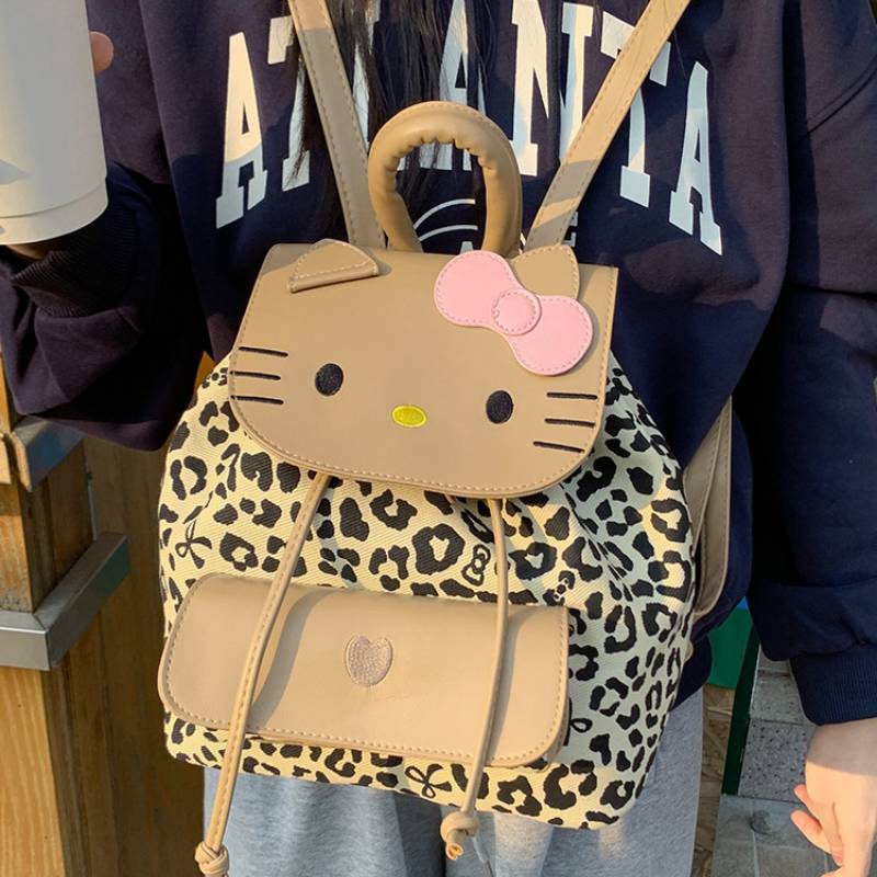 Hello Kitty Cartoon Girl Mini Backpack With Canvas Material And Butterfly Bow For Daily Casual Use